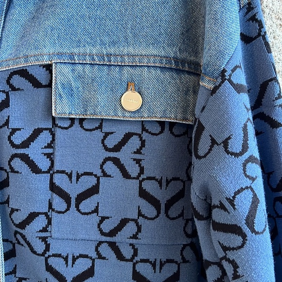 Sandro Augustin Mixed Media Denim Shirt Jacket - Picture 11 of 16